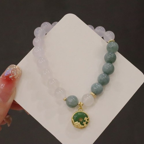 White Agate Jade Lotus Peace Buckle Protection Bracelet White Agate Jade Lotus Peace Buckle Protection Bracelet
