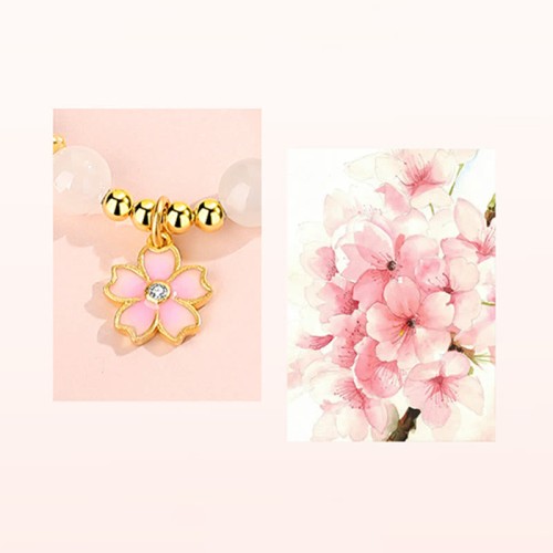 925 Sterling Silver Hetian White Jade Cherry Blossom Protection Bracelet 925 Sterling Silver Hetian White Jade Cherry Blossom Protection Bracelet