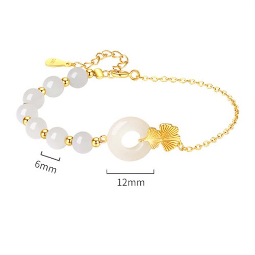 Hetian White Jade Peace Buckle Ginkgo Luck Bracelet Hetian White Jade Peace Buckle Ginkgo Luck Bracelet