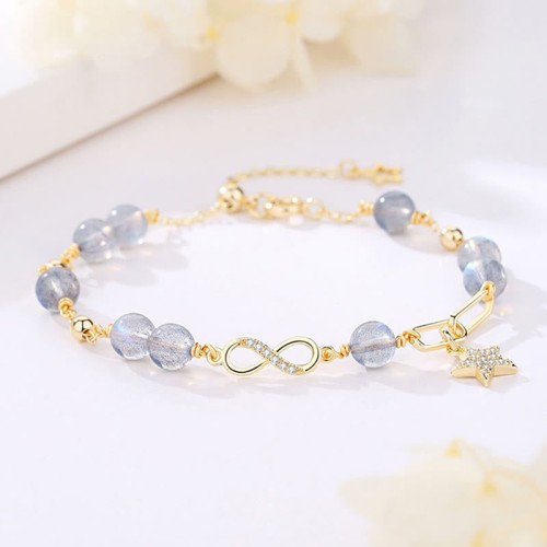 14K Gold Plated Strawberry Quartz M枚bius Loop Bracelet