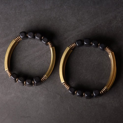 Tibetan Ebony Wood Copper Double Layer Balance Bracelet