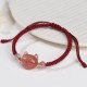 Silver Sheen Obsidian Strawberry Quartz Cat Bracelet Silver Sheen Obsidian Strawberry Quartz Cat Bracelet