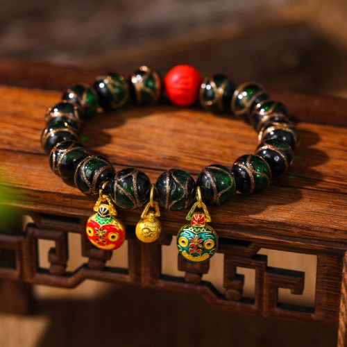Swallowing Beast Cinnabar Bead Bracelet