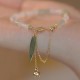 14K Gold Plated Hetian Jade Bamboo Leaf Luck Bracelet 14K Gold Plated Hetian Jade Bamboo Leaf Luck Bracelet