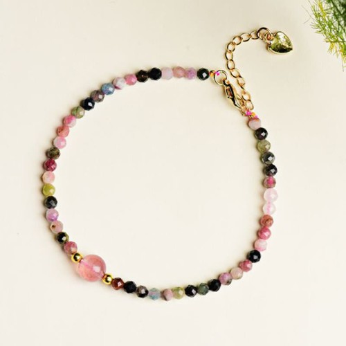 Colorful Tourmaline Strawberry Quartz Positive Love Bracelet Colorful Tourmaline Strawberry Quartz Positive Love Bracelet