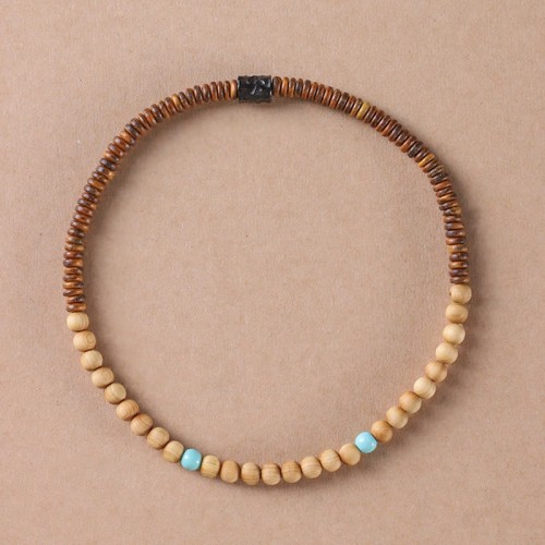 Sandalwood Turquoise Protection Double Wrap Bracelet