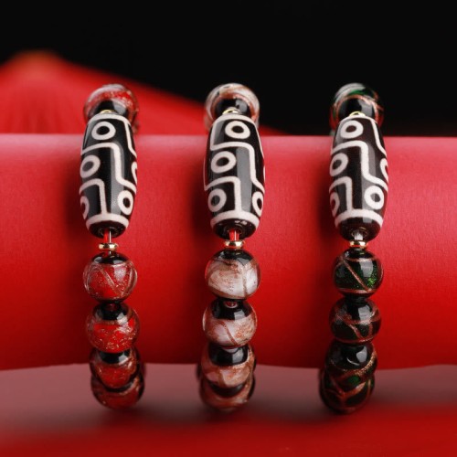 Tibetan Nine-Eye Dzi Bead Wealth Bracelet Tibetan Nine-Eye Dzi Bead Wealth Bracelet