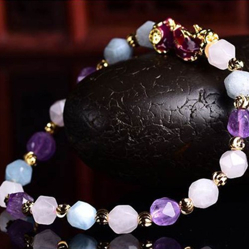 Natural Amethyst Fortune Pixiu Charm Bracelet Natural Amethyst Fortune Pixiu Charm Bracelet