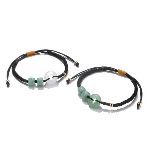Green Aventurine White Jade Couple Bracelet