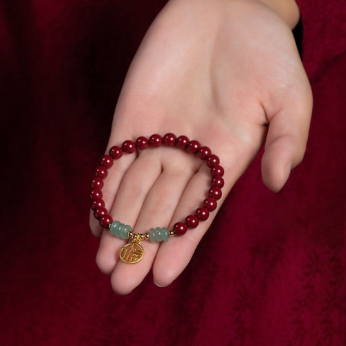 Cinnabar Green Aventurine Luck Blessing Bracelet