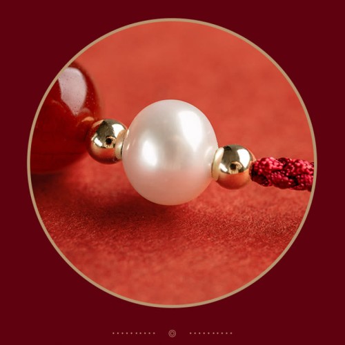 Sterling Silver Good Fortune Agate Pearl Red String Bracelet