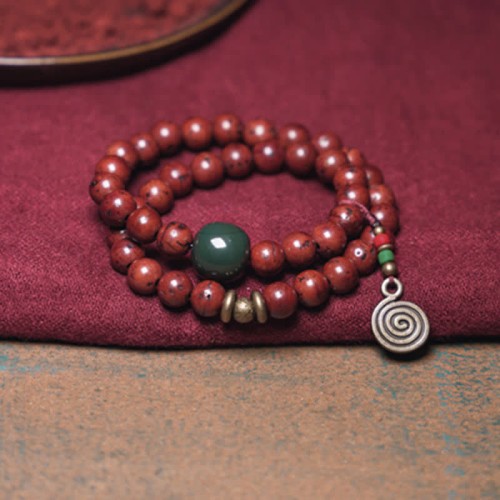 Bodhi Seed Cyan Jade Copper Peace Bracelet