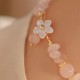 Gold-Plated Pink Crystal Flower Love Bracelet Gold-Plated Pink Crystal Flower Love Bracelet