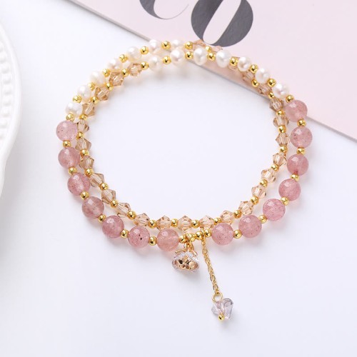 Amethyst Aquamarine Strawberry Quartz Peace Bracelet Amethyst Aquamarine Strawberry Quartz Peace Bracelet