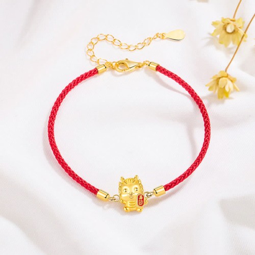 925 Silver Year of the Dragon Golden Dragon Strength Bracelet 925 Silver Year of the Dragon Golden Dragon Strength Bracelet