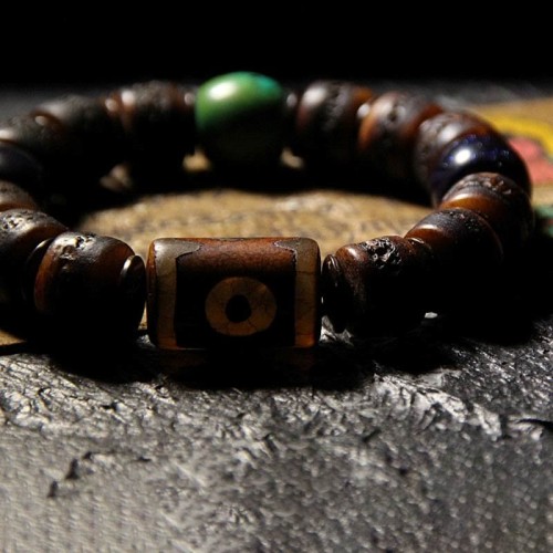 Tibetan Yak Bone Dzi Bead Turquoise Evil Spirit Bracelet Tibetan Yak Bone Dzi Bead Turquoise Evil Spirit Bracelet