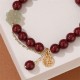 Cinnabar Hetian Jade Four Leaf Clover Bracelet Cinnabar Hetian Jade Four Leaf Clover Bracelet