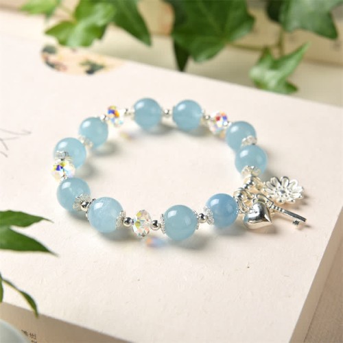 925 Silver Aquamarine Serenity Flower Bracelet 925 Silver Aquamarine Serenity Flower Bracelet