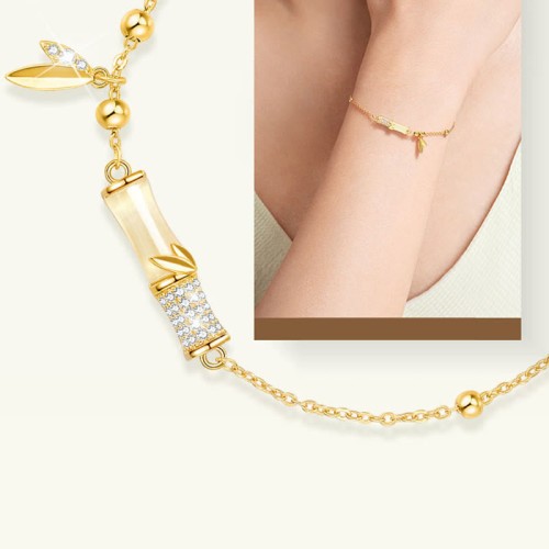 925 Silver White Jade Bamboo Leaf Zircon Bracelet 925 Silver White Jade Bamboo Leaf Zircon Bracelet