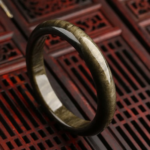 Gold & Silver Sheen Obsidian Protection Bangle Gold & Silver Sheen Obsidian Protection Bangle