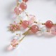 Strawberry Quartz Zircon Flower Healing Bracelet