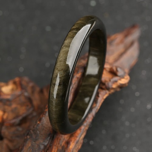 Gold & Silver Sheen Obsidian Protection Bangle Gold & Silver Sheen Obsidian Protection Bangle