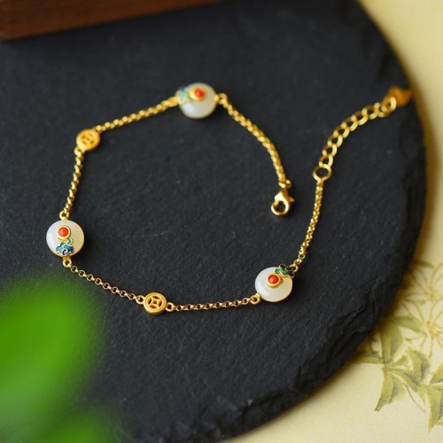 Peace Buckle White Jade Luck Bracelet Peace Buckle White Jade Luck Bracelet