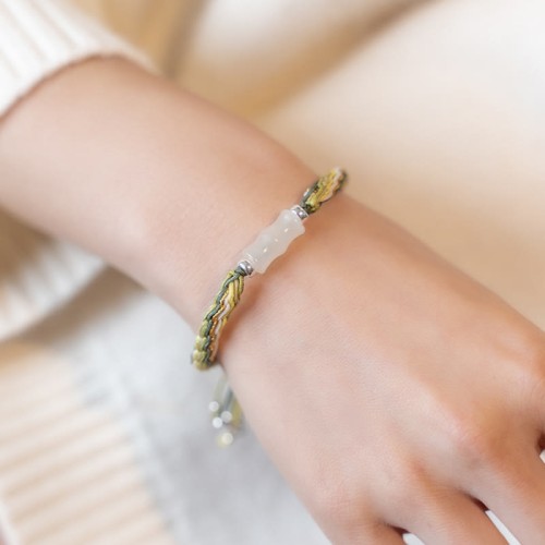 White Jade Bamboo Reincarnation Knot Bracelet White Jade Bamboo Reincarnation Knot Bracelet