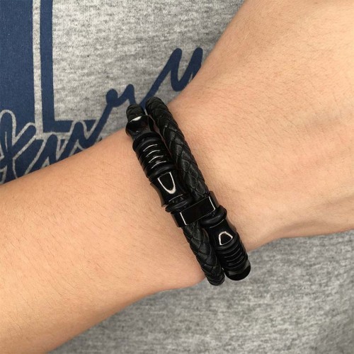 Layered Leather Weave Fortune Bracelet Layered Leather Weave Fortune Bracelet