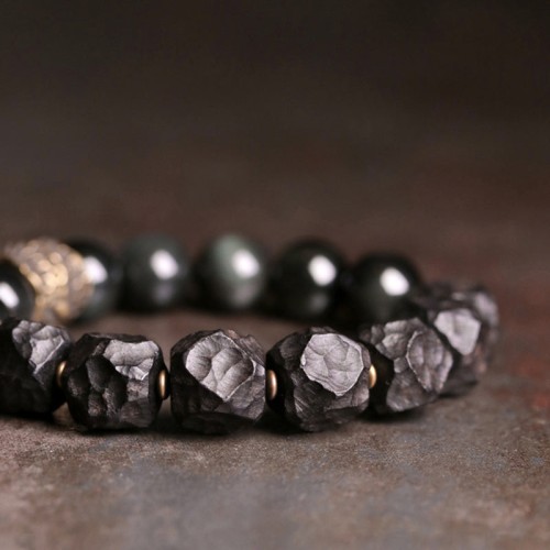 Natural Garnet Pink Crystal Love Bracelet