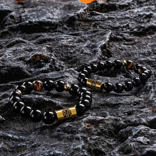 Black Onyx Tiger Eye Lion Protection Bracelet