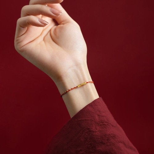 14K Gold Red Rope King Kong Knot Bracelet 14K Gold Red Rope King Kong Knot Bracelet