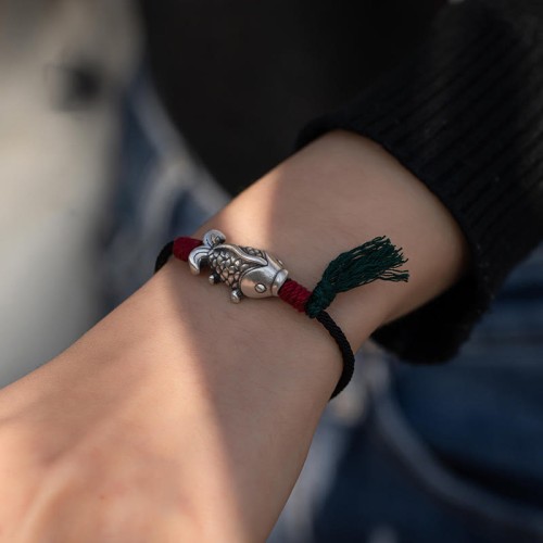 Sterling Silver Luck Koi Fish Braided Bracelet Sterling Silver Luck Koi Fish Braided Bracelet