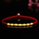 999 Gold Lucky Bead Eight-Thread Peace Knot Bracelet