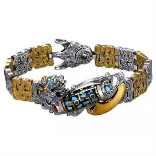 Tibetan Nine-Eye Dzi PiXiu Turquoise Wealth Bracelet Tibetan Nine-Eye Dzi PiXiu Turquoise Wealth Bracelet
