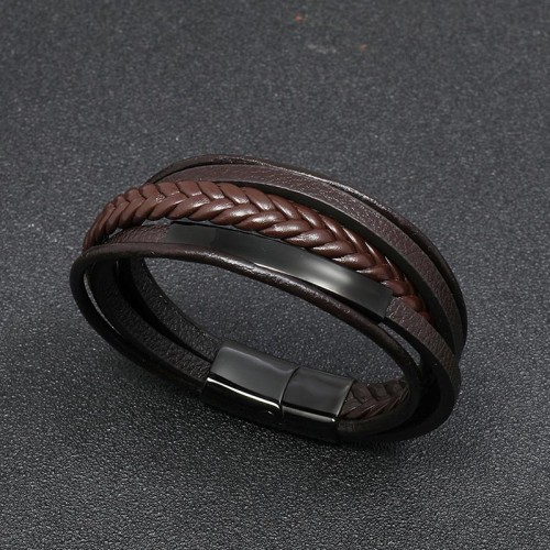 Simple Titanium Steel Leather Luck Bracelet Simple Titanium Steel Leather Luck Bracelet