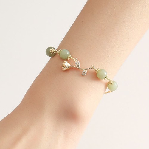 Gold Plated Hetian Jade Golden Rose Luck Bracelet Gold Plated Hetian Jade Golden Rose Luck Bracelet