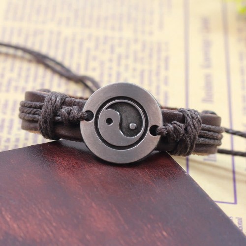 Retro Yin Yang Leather Harmony Bracelet