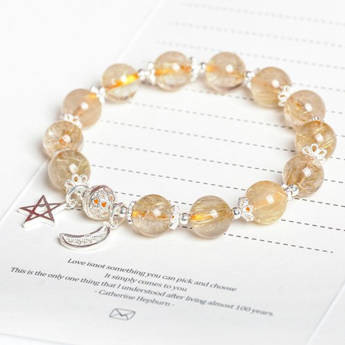 Sterling Silver Citrine Moon Star Bracelet Sterling Silver Citrine Moon Star Bracelet