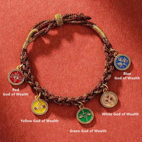 Tibetan Five God of Wealth Thangka Luck Bracelet Tibetan Five God of Wealth Thangka Luck Bracelet