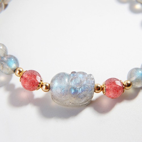 Moonstone Strawberry Quartz PiXiu Healing Bracelet Moonstone Strawberry Quartz PiXiu Healing Bracelet