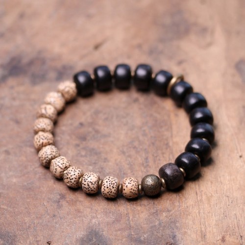 Tibetan Bodhi Seed Black Obsidian Copper Peace Bracelet Tibetan Bodhi Seed Black Obsidian Copper Peace Bracelet