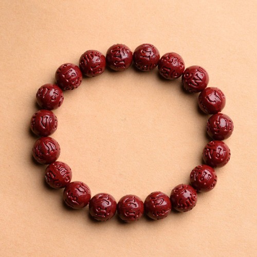 Cinnabar Om Mani Padme Hum Lotus Bracelet