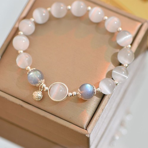 925 Silver Cat Eye Moonstone Love Bracelet 925 Silver Cat Eye Moonstone Love Bracelet