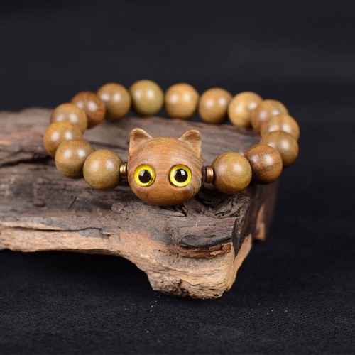 Ebony Wood Green Sandalwood Lovely Cat Bracelet Ebony Wood Green Sandalwood Lovely Cat Bracelet