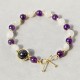 Amethyst Cat Eye Black Rutilated Quartz Bead Bracelet