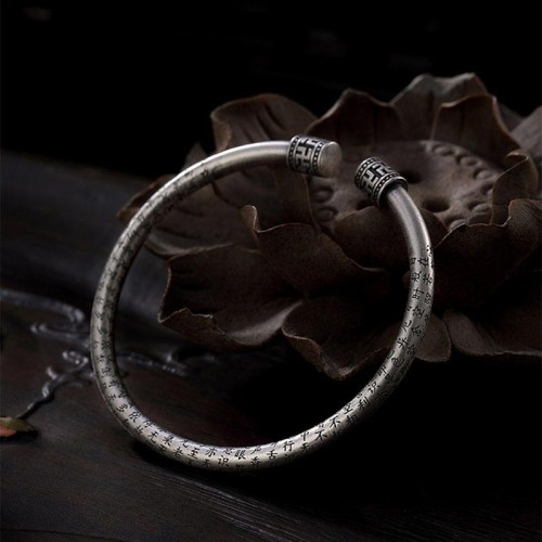 Tibetan Heart Sutra White Copper Luck Bracelet Tibetan Heart Sutra White Copper Luck Bracelet