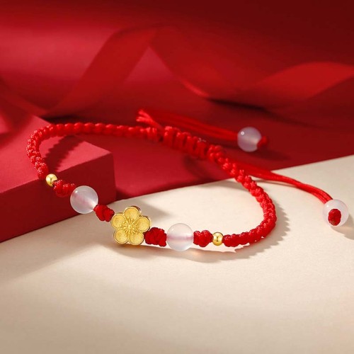 Handmade 925 Silver Peach Blossom Chalcedony Luck Bracelet Handmade 925 Silver Peach Blossom Chalcedony Luck Bracelet