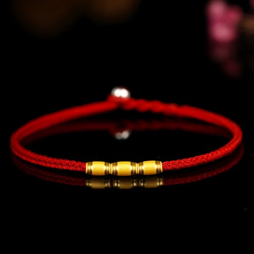 999 Gold Lucky Bead Eight-Thread Peace Knot Bracelet