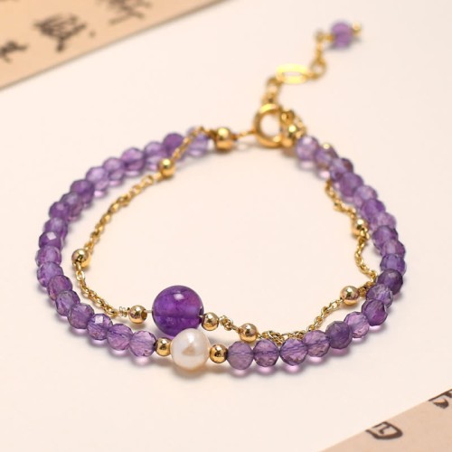 14K Gold Plated Amethyst Crystal Healing Chain Bracelet 14K Gold Plated Amethyst Crystal Healing Chain Bracelet